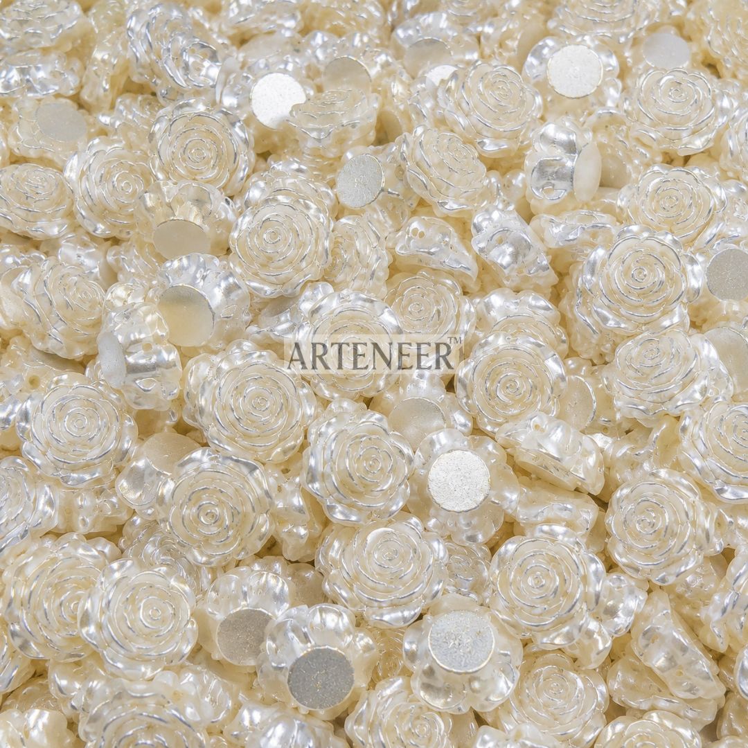 Decorative white rose embellishments for bridal jewelry, wedding bouquets, and luxury handmade craft in India