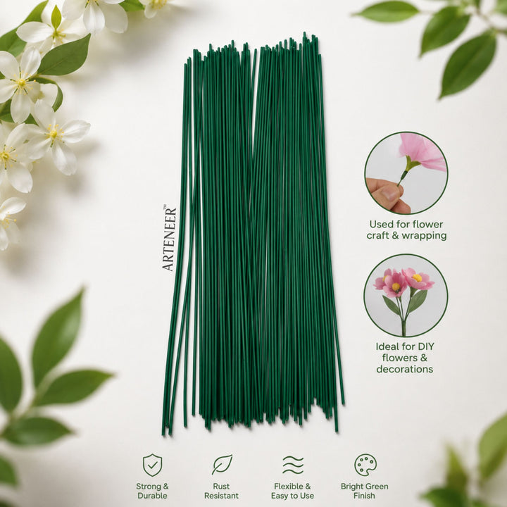 Premium Green Floral Stem Wires for DIY Flower Crafts – Strong & Flexible