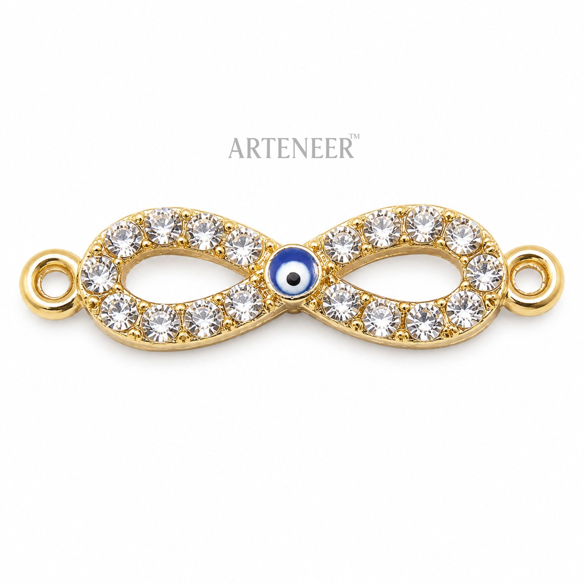 Evil eye infinity charms for DIY jewelry making, pack of 10 golden white nazar protection pendants by Arteneer