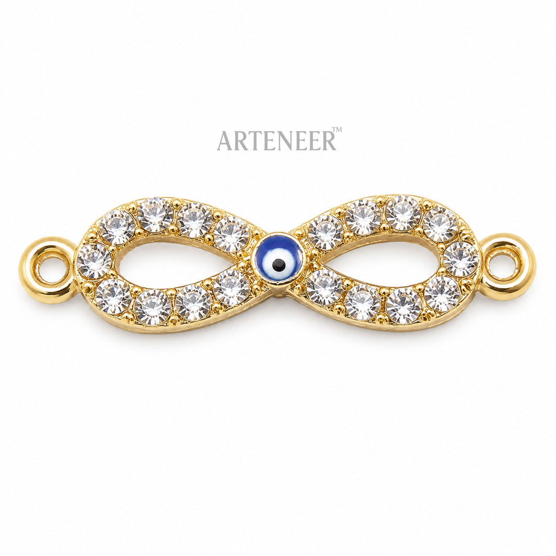 Evil eye infinity charms for DIY jewelry making, pack of 10 golden white nazar protection pendants by Arteneer
