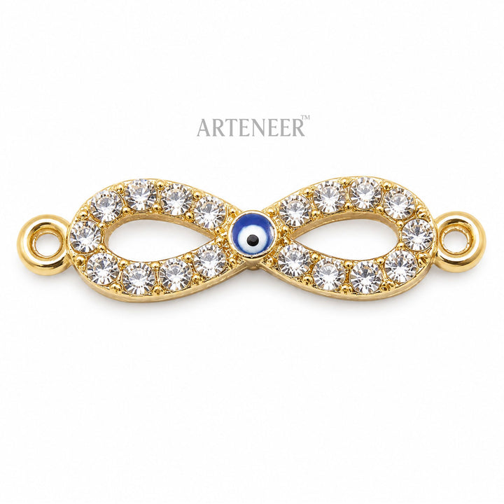 Evil eye infinity charms for DIY jewelry making, pack of 10 golden white nazar protection pendants by Arteneer