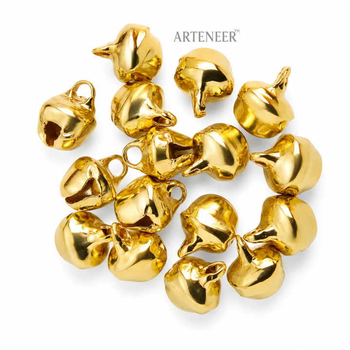 Golden ghungroo bells for DIY jewelry making, bulk pack of 320 Indian musical bells by Arteneer