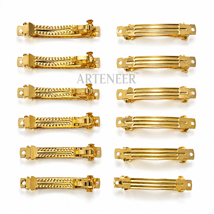 Golden hair buckle clips for DIY hair accessories, pack of 12 metal clip bases by Arteneer
