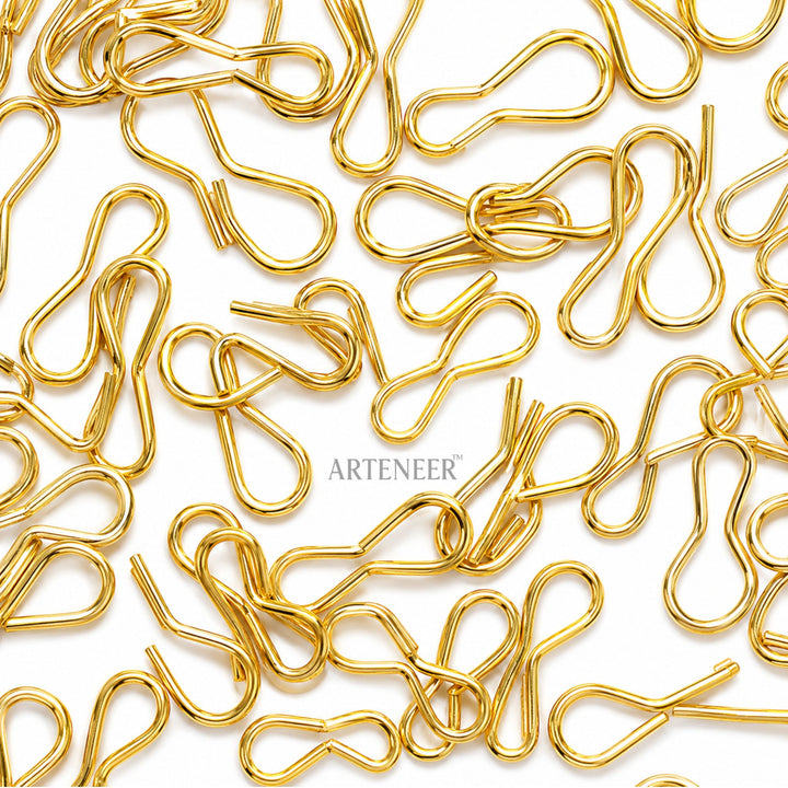 Golden S-hook clasps for DIY jewelry making, bulk pack of necklace hook closures by Arteneer