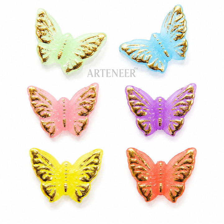 Golden shine colorful butterfly charms for DIY crafts, pack of 130 multicolor butterfly embellishments by Arteneer