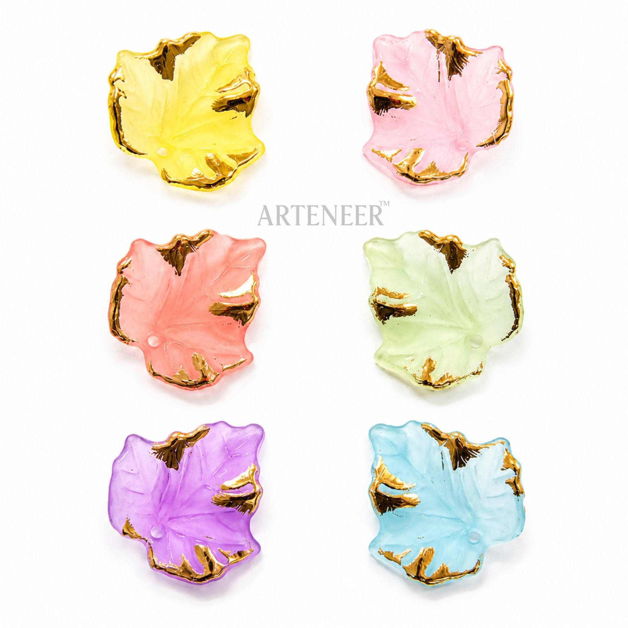 Golden shine colorful leaf charms for DIY crafts, pack of 200 multicolor leaf embellishments by Arteneer