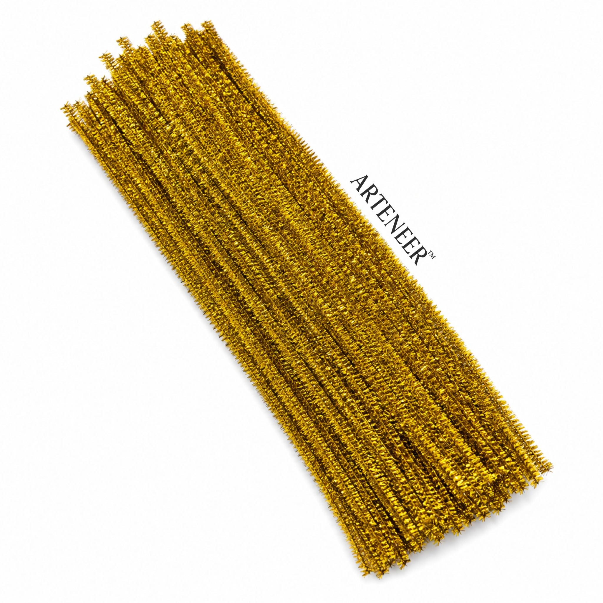 Golden Glitter Pipe Cleaner - 6mm (12 Inch) | Pack of 100 Pieces