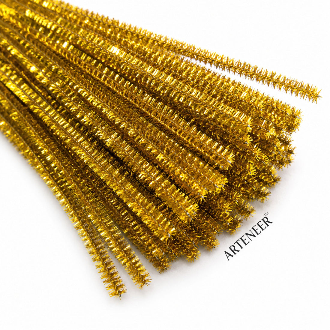 Golden Glitter Pipe Cleaner - 6mm (12 Inch) | Pack of 100 Pieces