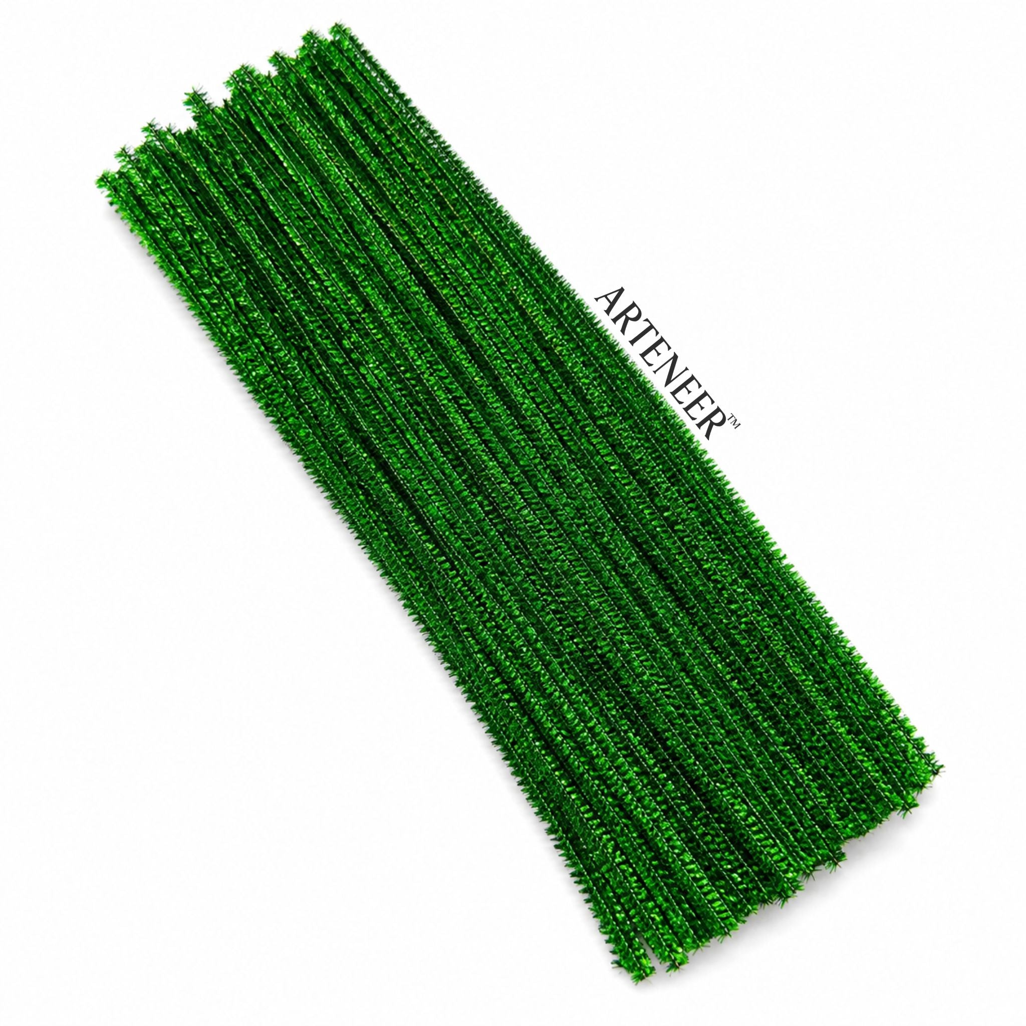 Green Glitter Pipe Cleaner - 6mm (12 Inch) | Pack of 100 Pieces