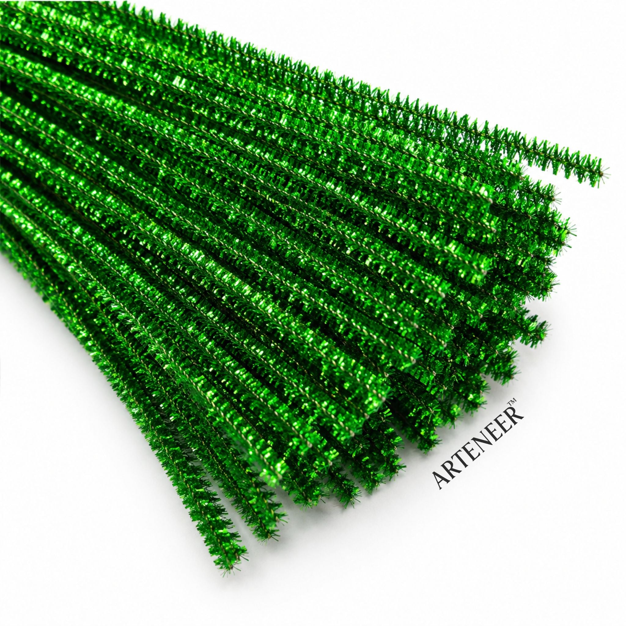 Green Glitter Pipe Cleaner - 6mm (12 Inch) | Pack of 100 Pieces