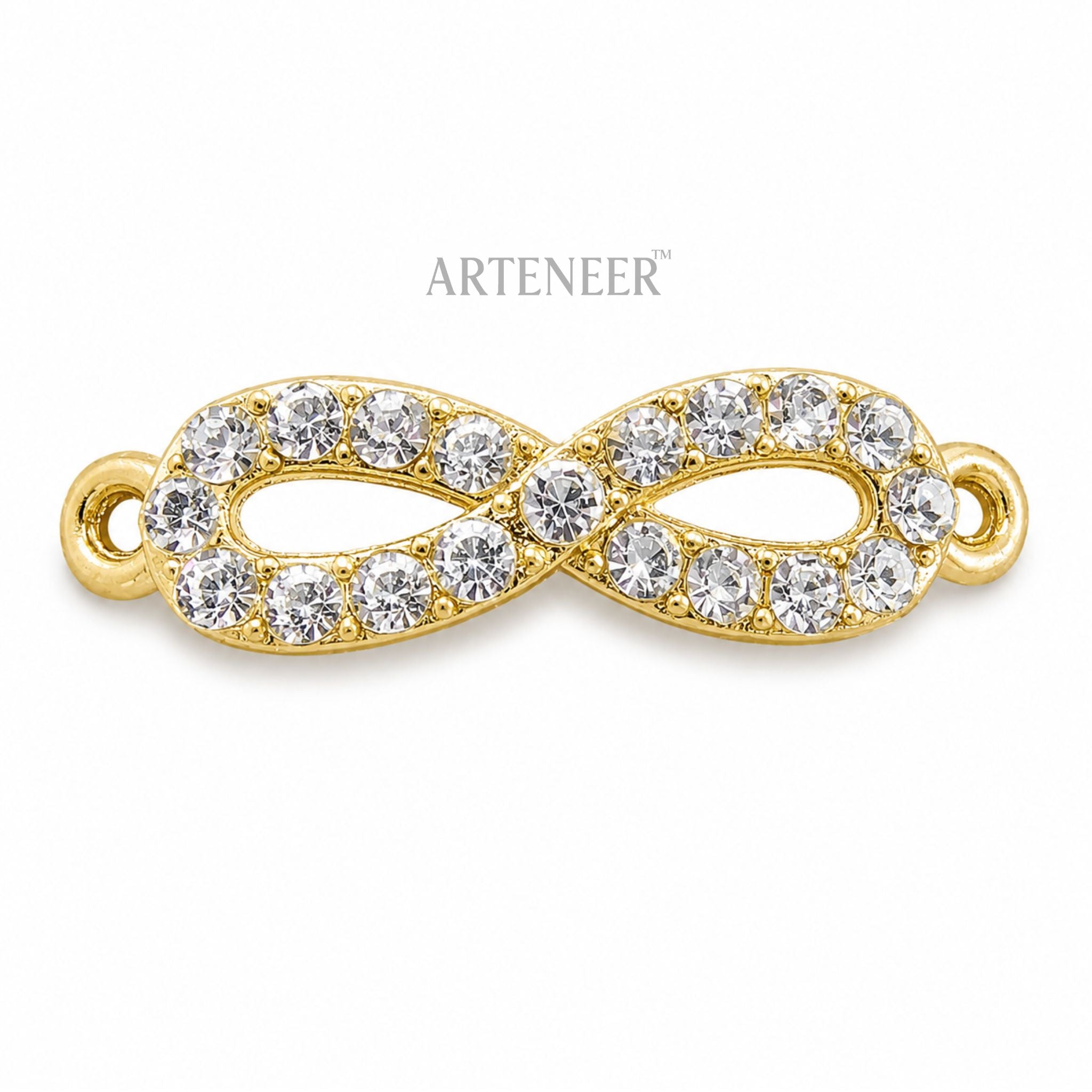 Infinity symbol charms for DIY jewelry making, pack of 10 golden white infinity pendants by Arteneer