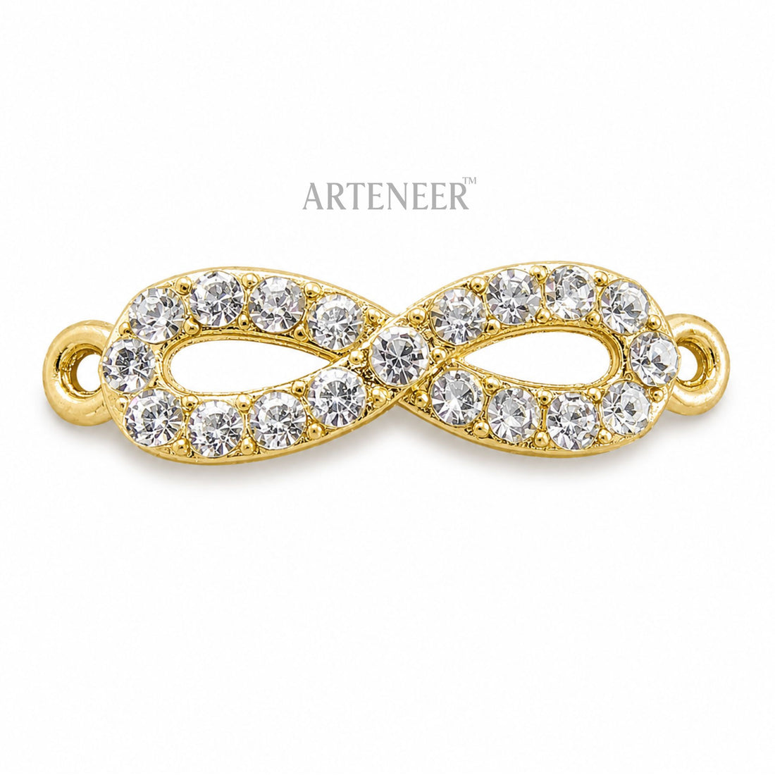 Infinity symbol charms for DIY jewelry making, pack of 10 golden white infinity pendants by Arteneer