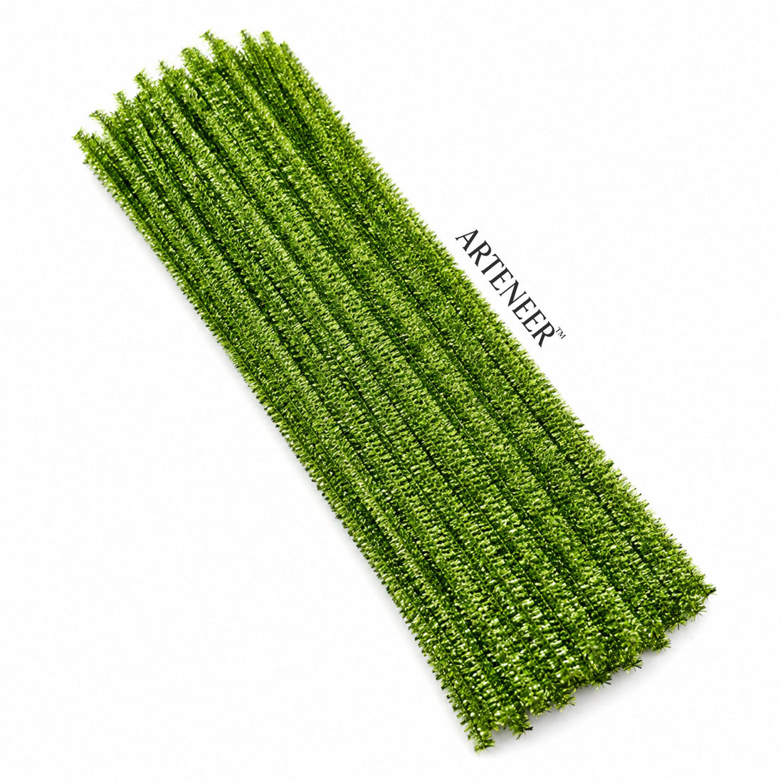 Light Green Glitter Pipe Cleaner - 6mm (12 Inch) | Pack of 100 Pieces