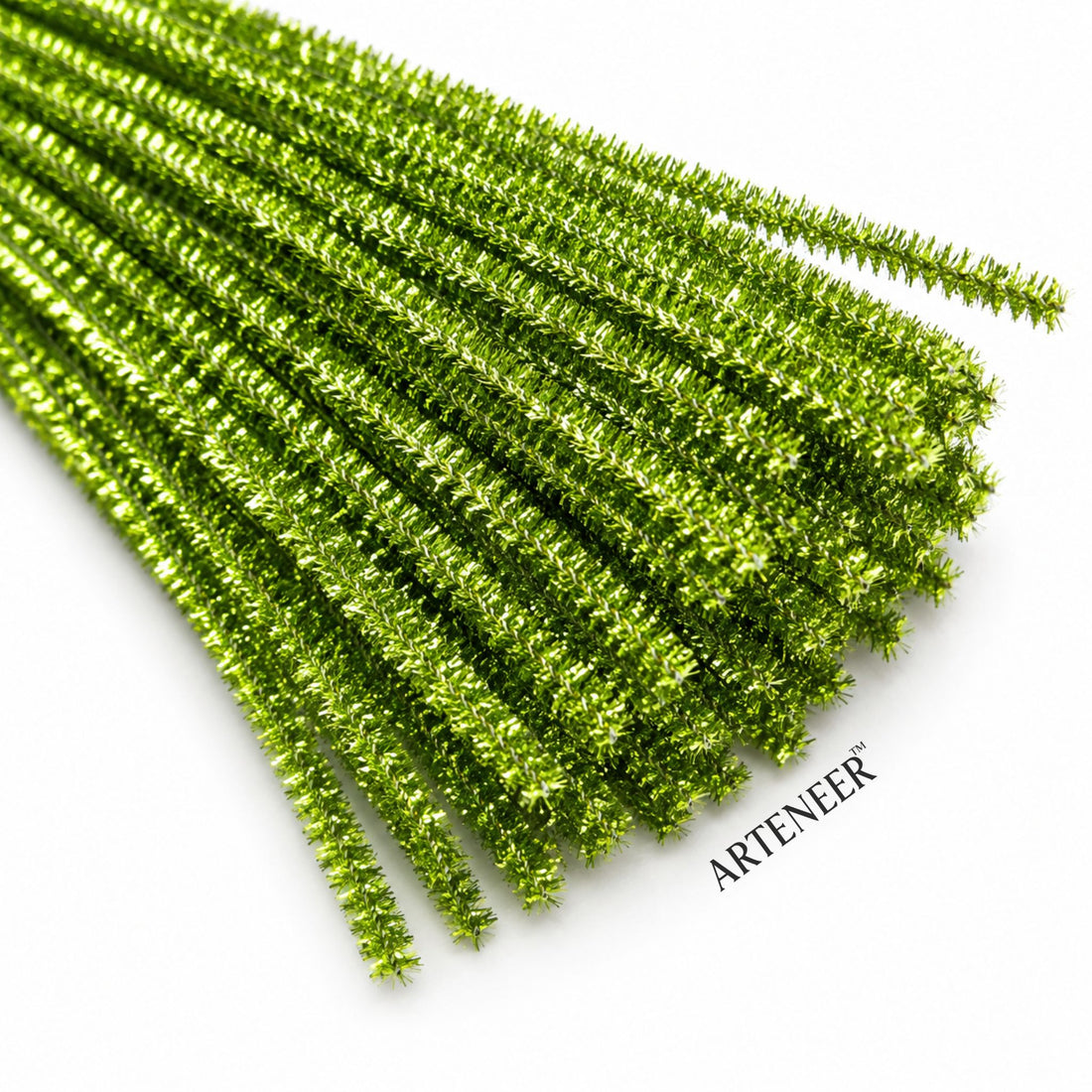 Light Green Glitter Pipe Cleaner - 6mm (12 Inch) | Pack of 100 Pieces