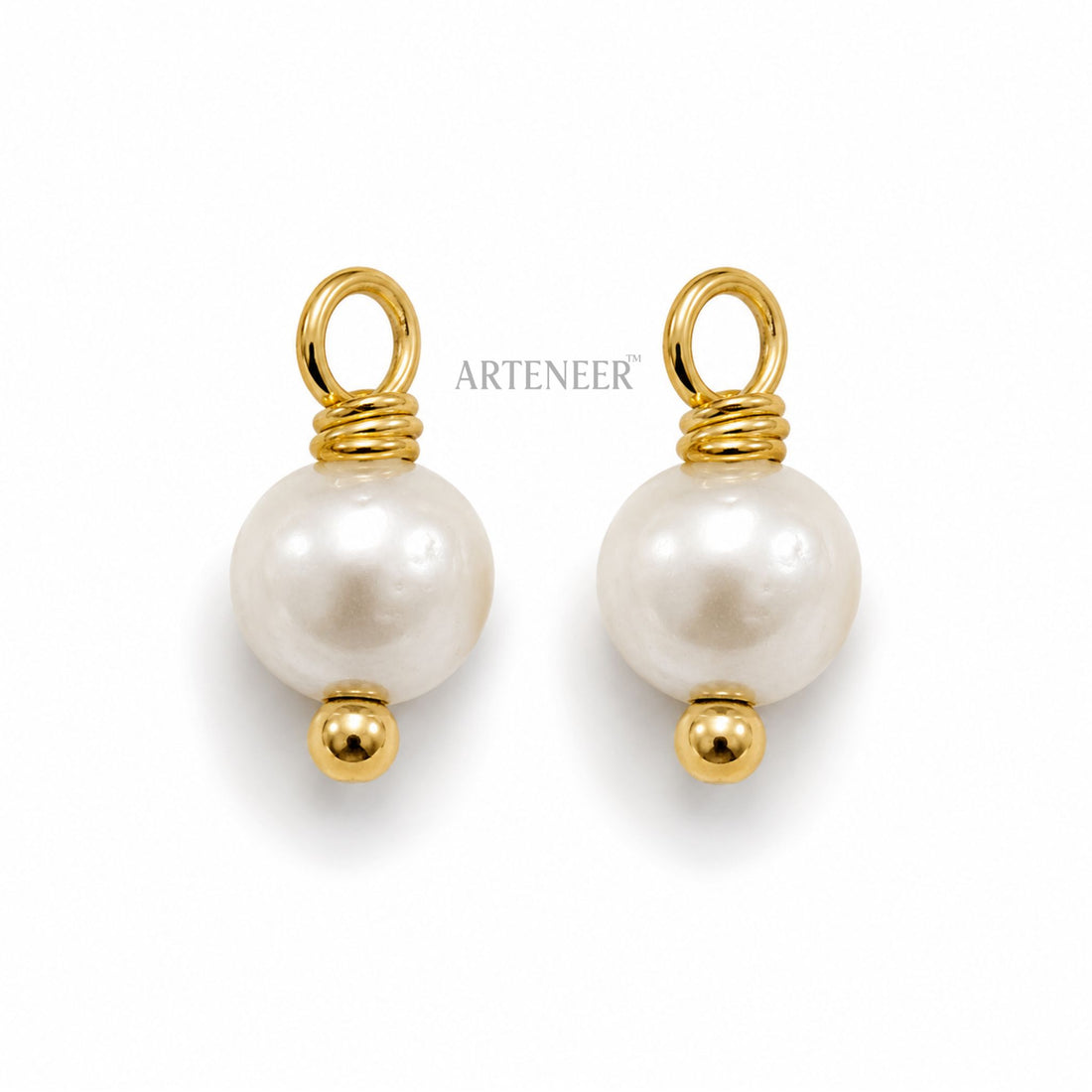 Loreal beads pearl drops on wire with golden loops for DIY jhumka earrings and bridal jewelry by Arteneer