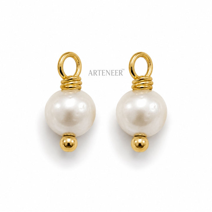 Loreal beads pearl drops on wire with golden loops for DIY jhumka earrings and bridal jewelry by Arteneer