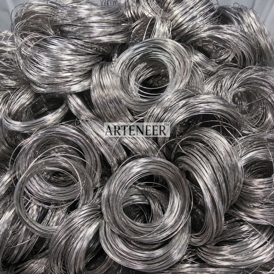 Bulk silver memory wire coils for handmade jewelry, jhumka frames, and wire wrapping projects in India
