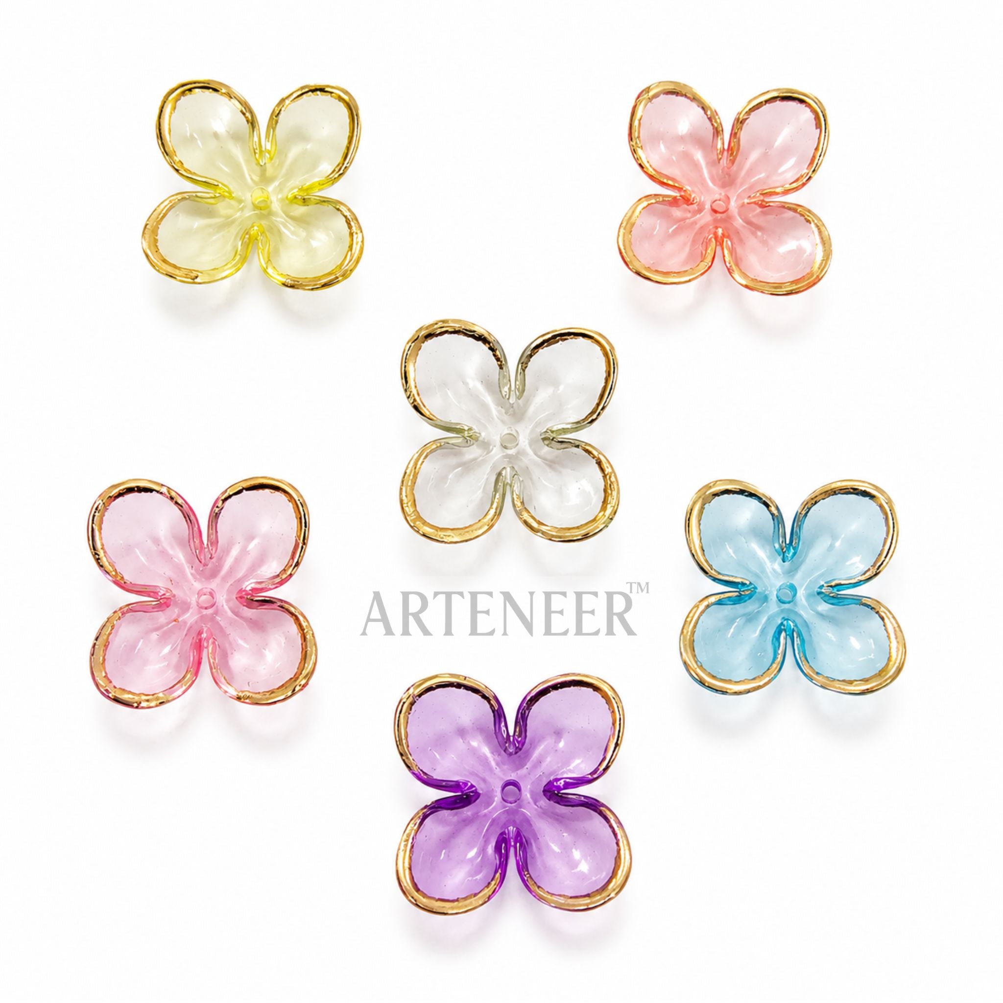 Multicolor crystal flower charms for handmade jewelry, lippan art, and resin craft projects in India