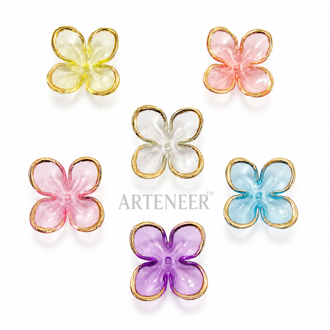 Multicolor crystal flower charms for handmade jewelry, lippan art, and resin craft projects in India