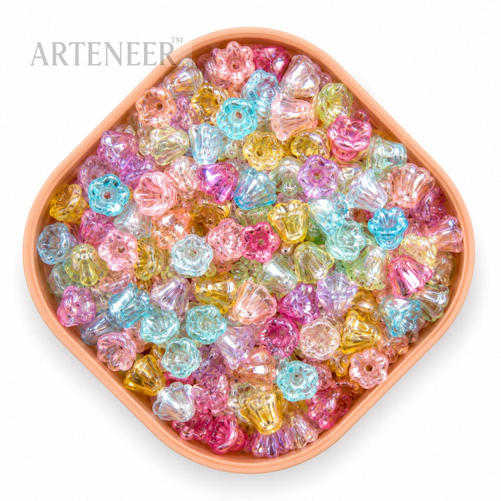 Multicolor flower charms for handmade jewelry, lippan art, and craft projects – sold in India