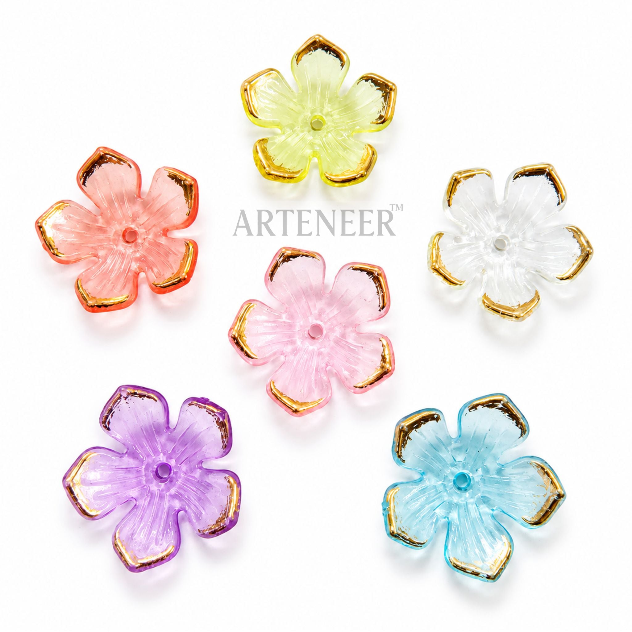 Panchpushp multicolor crystal flowers for traditional Indian jewelry, lippan art, and bridal craft in India