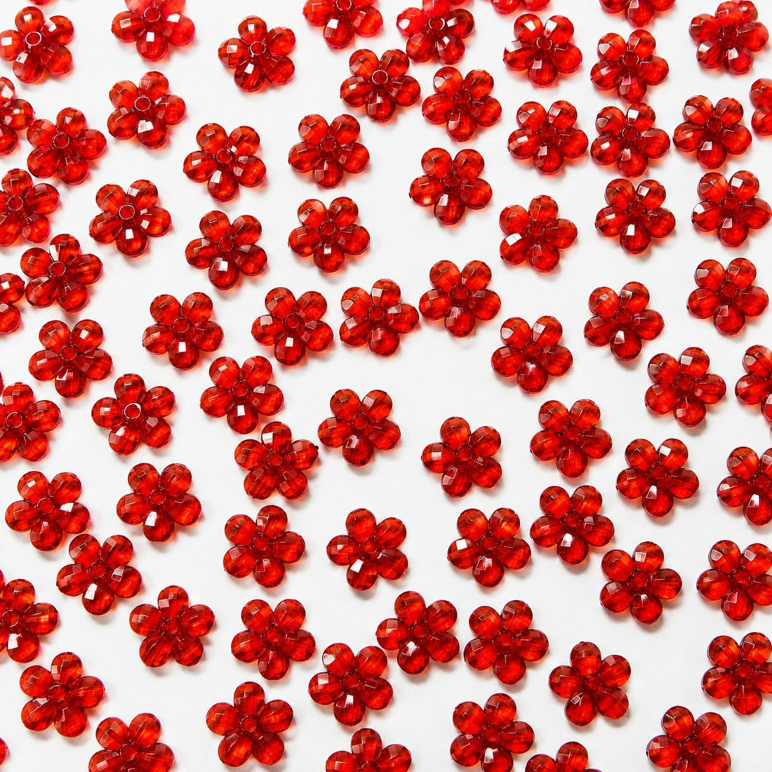 Bulk premium red crystal flower flatback embellishments with rhinestone centers for DIY crafts