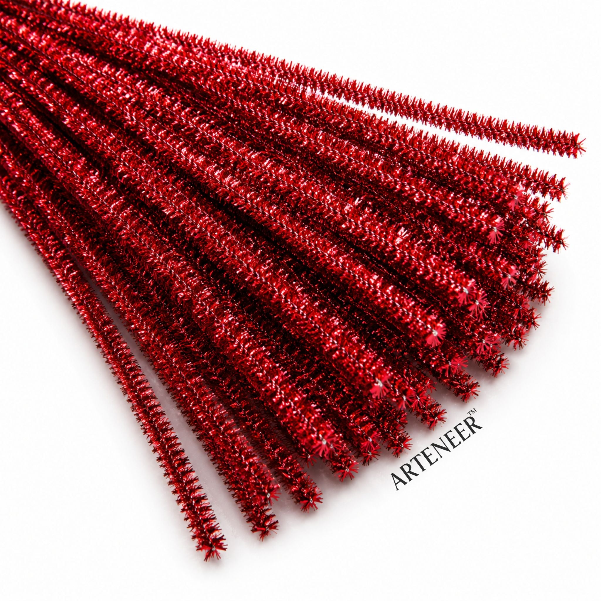 Red Glitter Pipe Cleaner - 6mm (12 Inch) | Pack of 100 Piece