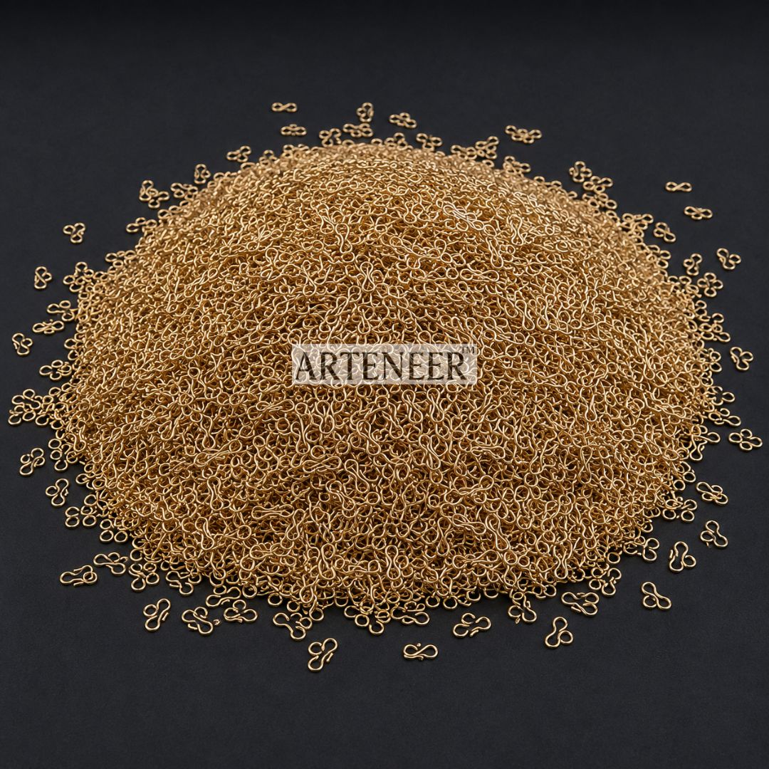 Gold plated S-hook necklace closures for jhumka, kundan, and bridal jewelry making in India
