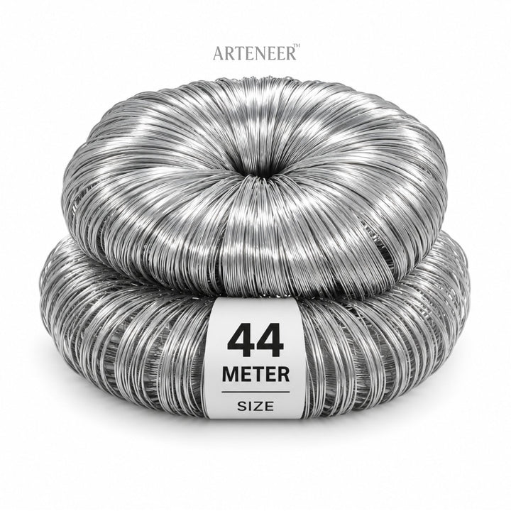 Silver memory wire for DIY jewelry making, 44 meter coil for bracelets, chokers, and beaded designs by Arteneer