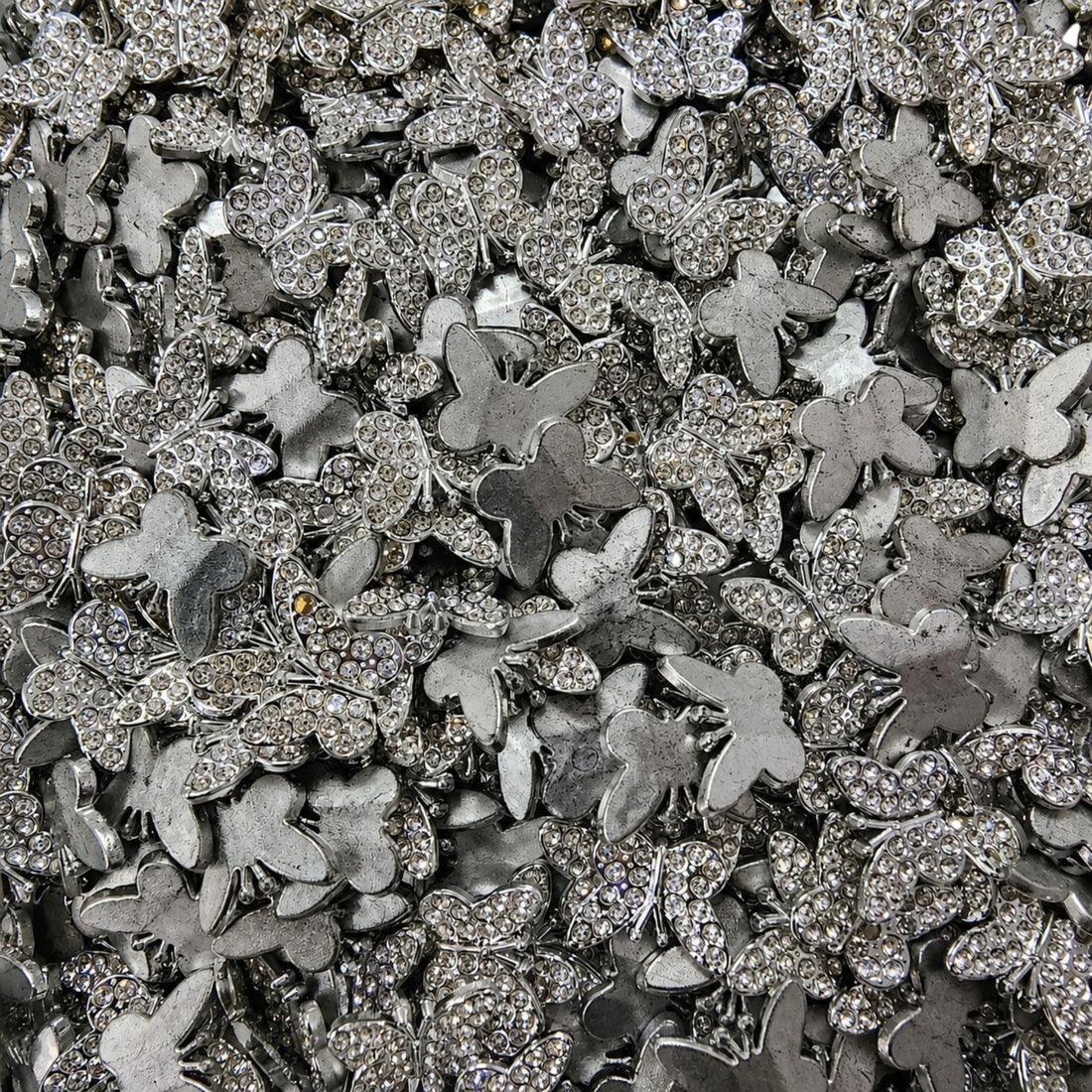 Bulk gold and silver rhinestone Butterfly flatback embellishments for DIY crafts