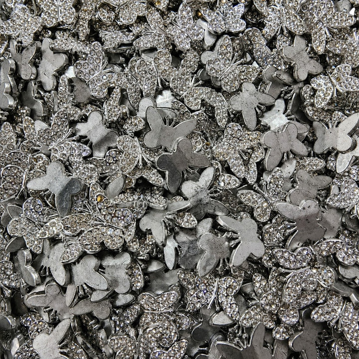 Bulk gold and silver rhinestone Butterfly flatback embellishments for DIY crafts