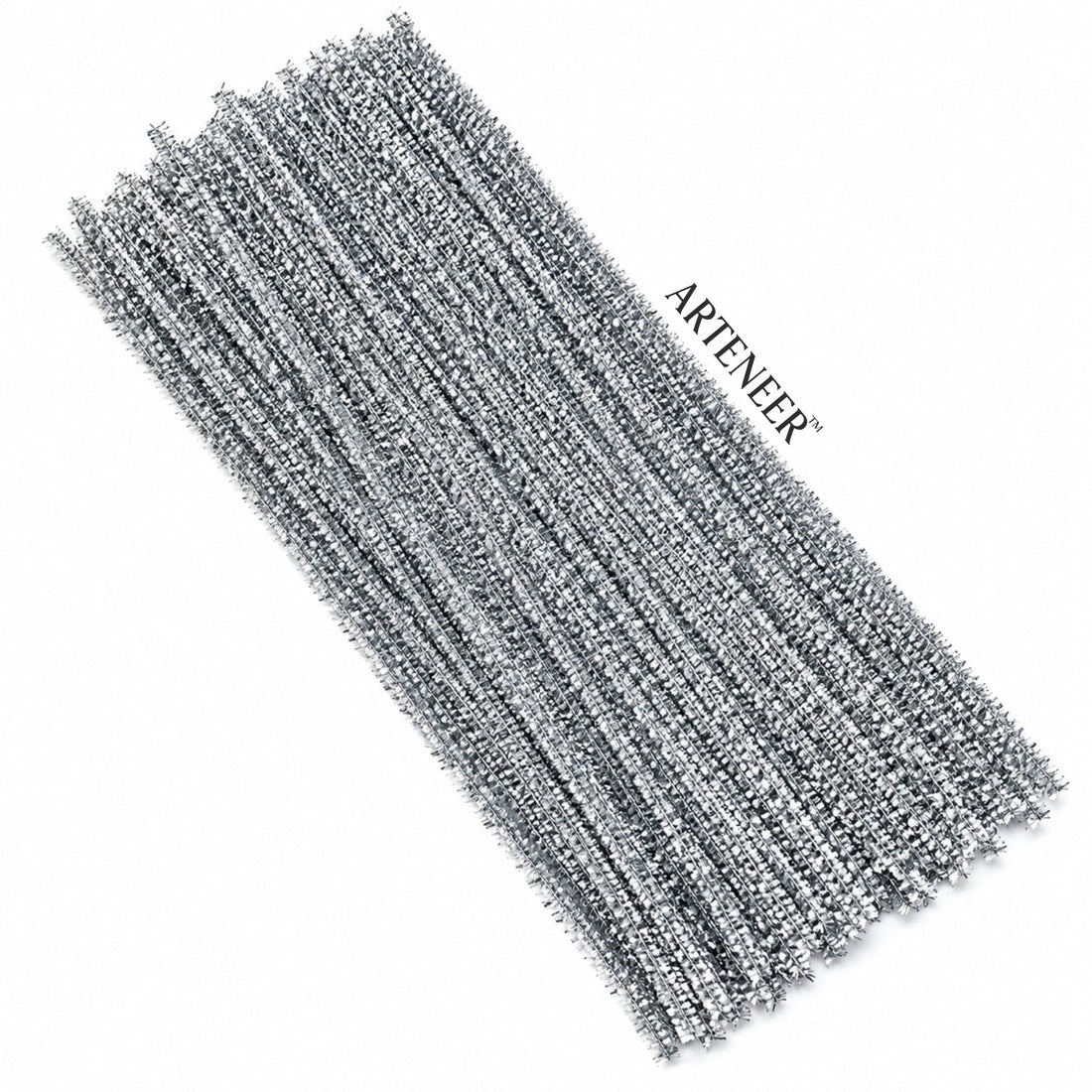 Silver Glitter Pipe Cleaner - 6mm (12 Inch) | Pack of 100 Pieces