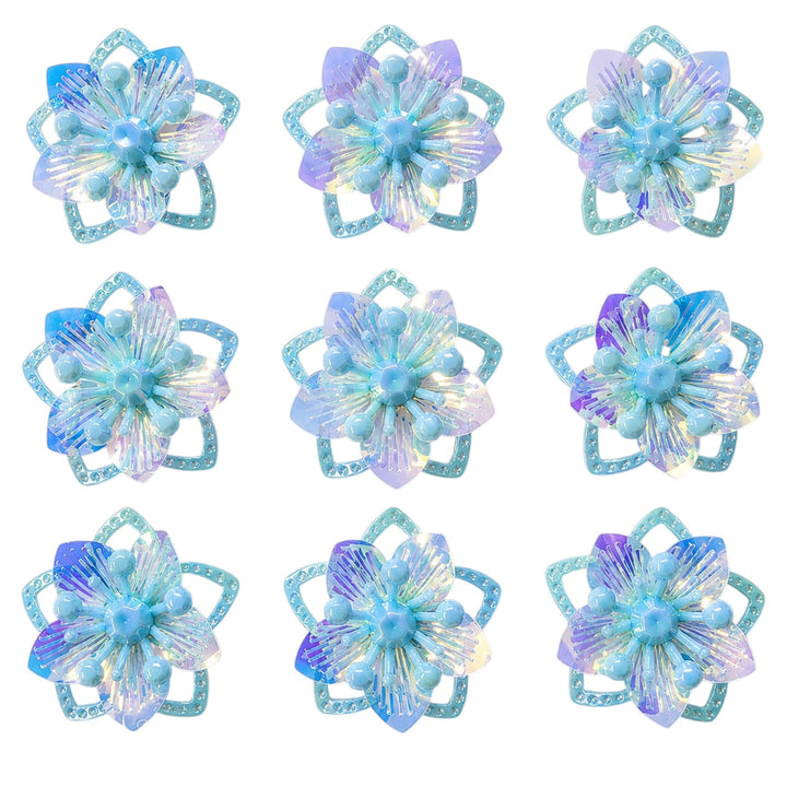 Premium sky blue iridescent 3D flower appliques for DIY crafts, resin art, and embroidery