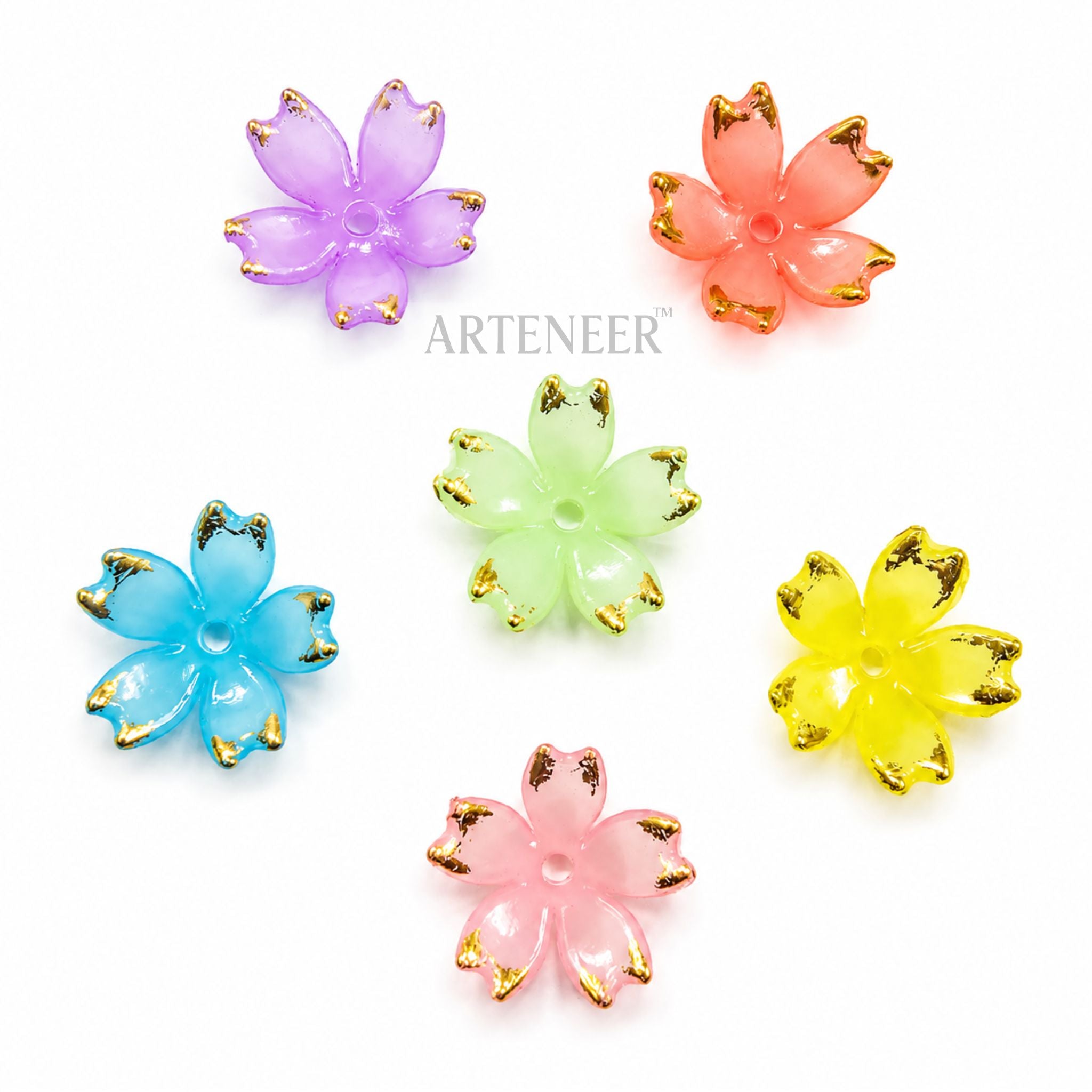 Small colorful flower beads for DIY crafts, mega pack of 530 multicolor mini flower charms by Arteneer