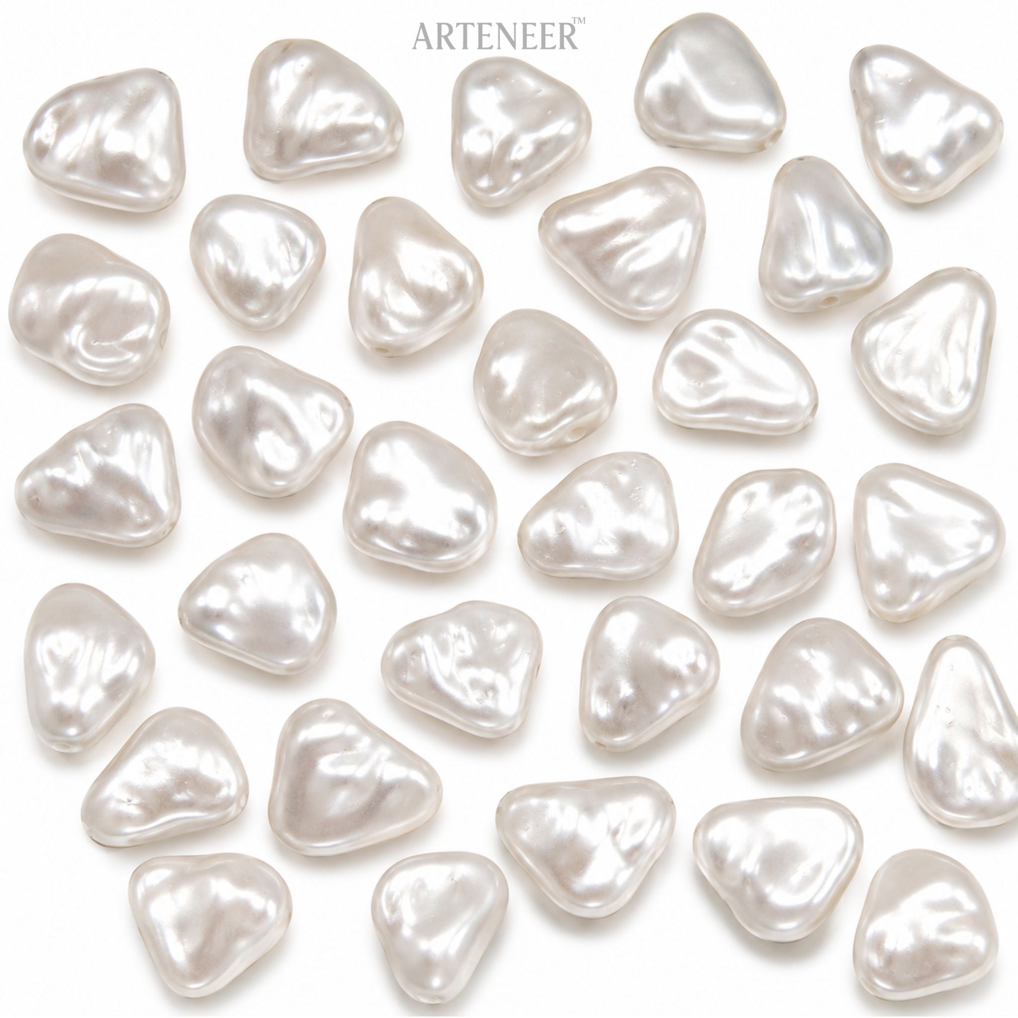 White baroque pearl beads for DIY jewelry making, pack of 240 irregular shape pearly white beads by Arteneer
