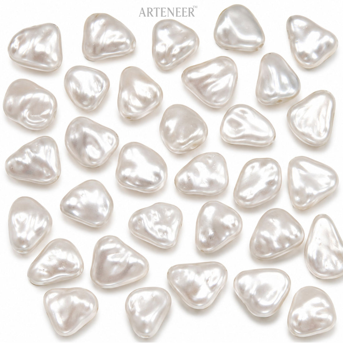 White baroque pearl beads for DIY jewelry making, pack of 240 irregular shape pearly white beads by Arteneer