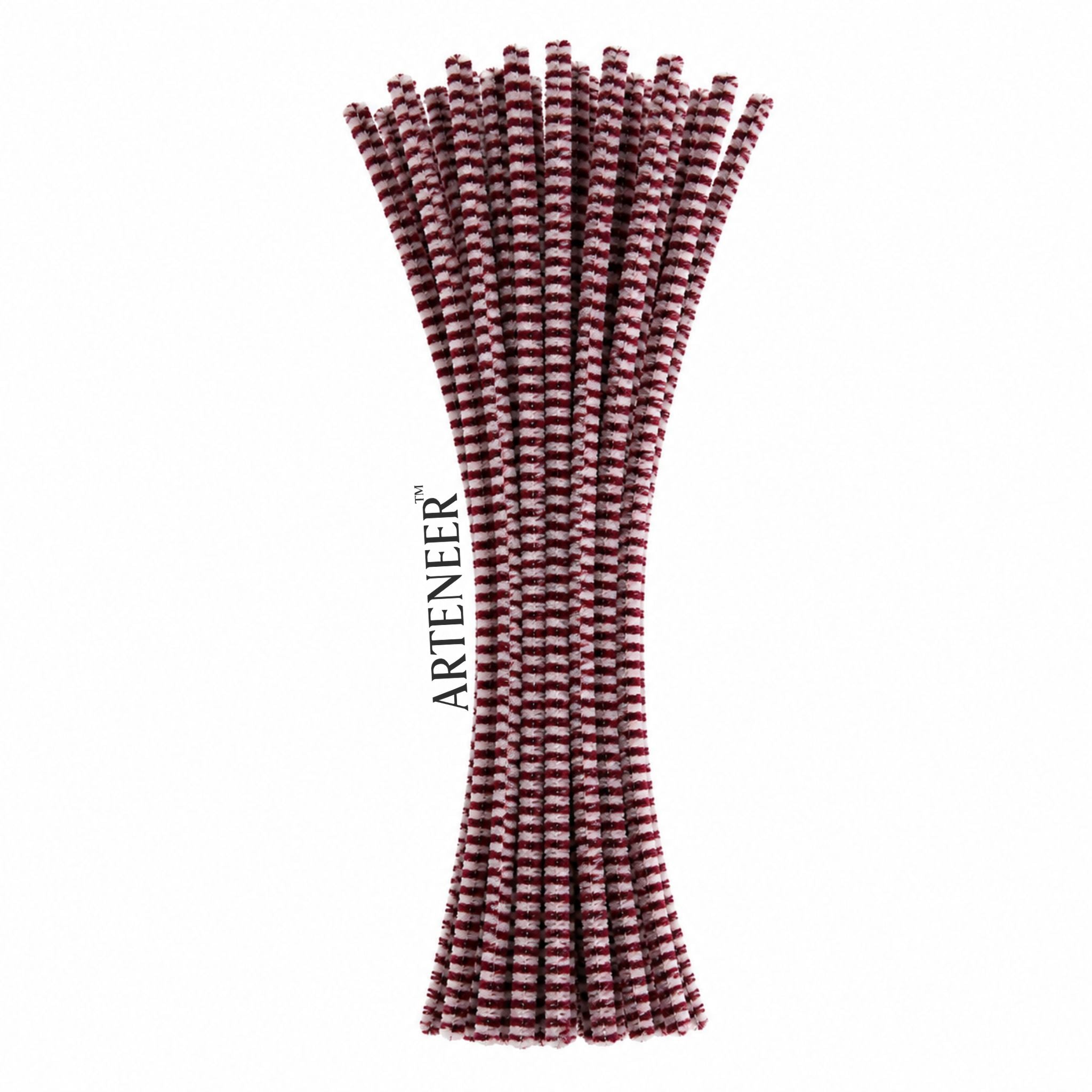Chenille Stripe Pipe Cleaners - 6mm (12 Inch) | Pack of 100