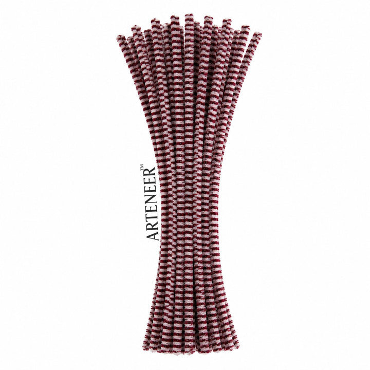 Chenille Stripe Pipe Cleaners - 6mm (12 Inch) | Pack of 100