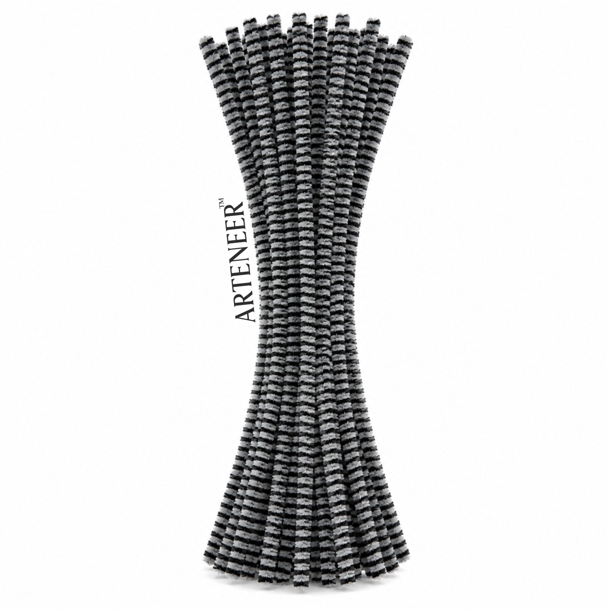Chenille Stripe Pipe Cleaners - 6mm (12 Inch) | Pack of 100
