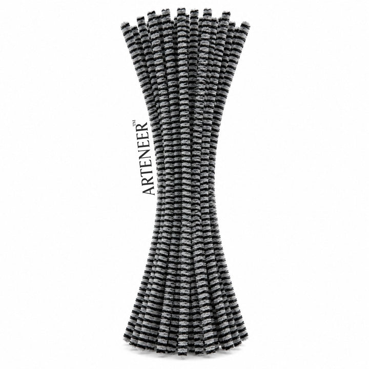 Chenille Stripe Pipe Cleaners - 6mm (12 Inch) | Pack of 100