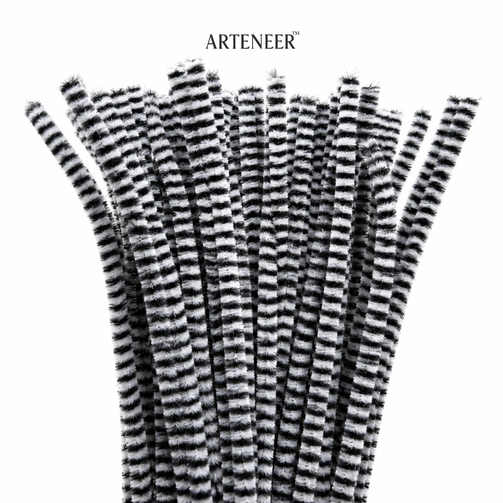 Chenille Stripe Pipe Cleaners - 6mm (12 Inch) | Pack of 100