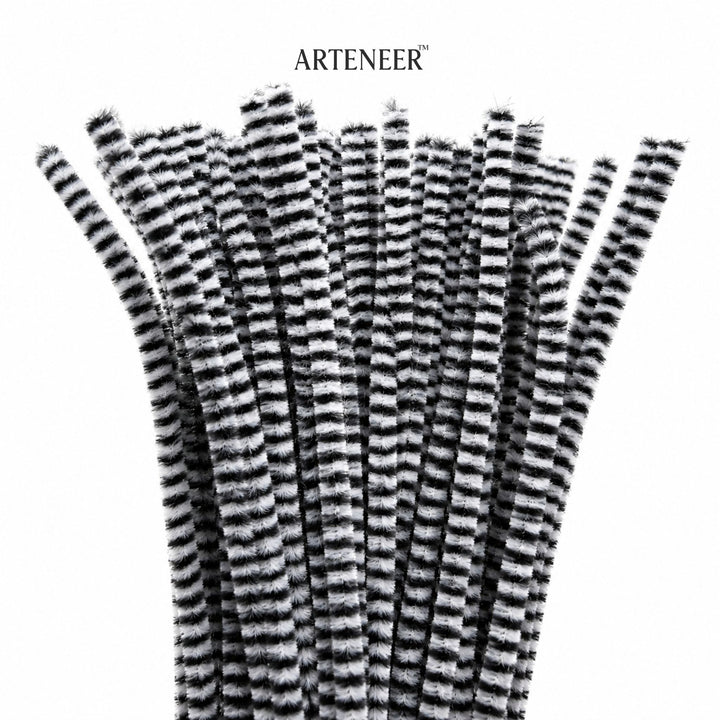 Chenille Stripe Pipe Cleaners - 6mm (12 Inch) | Pack of 100