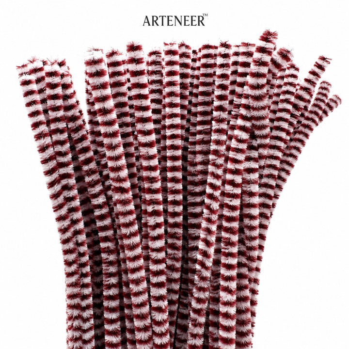 Brown and white striped pipe cleaners with 'Arteneer' branding on a white background