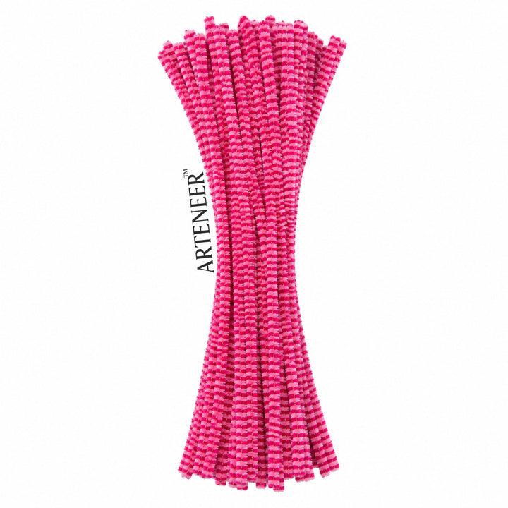 Chenille Stripe Pipe Cleaners - 6mm (12 Inch) | Pack of 100